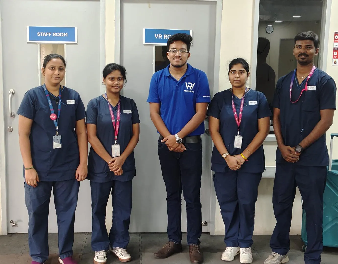 The Rewin clinical team outside the VR room at one of our clinics
