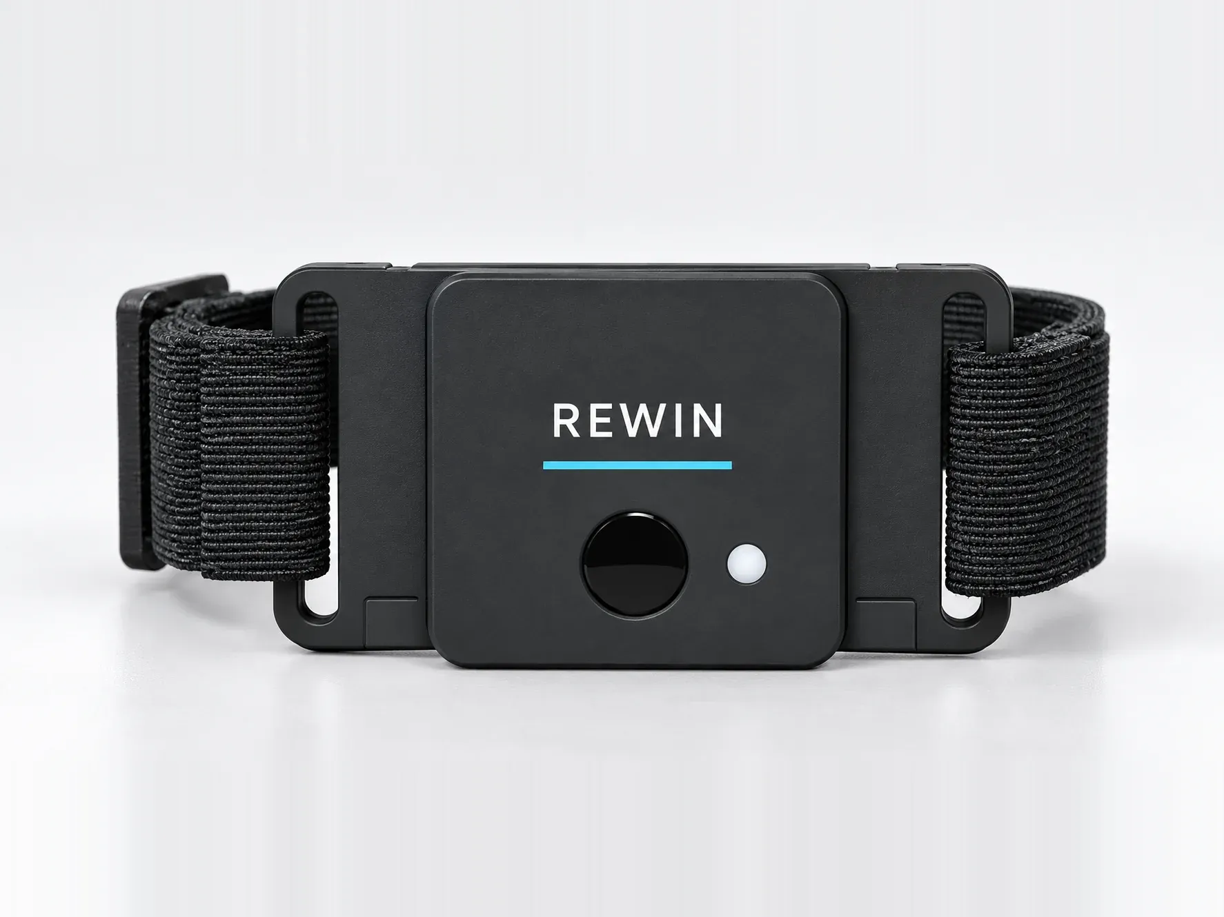 The Rewin wearable IMU motion sensor on its strap