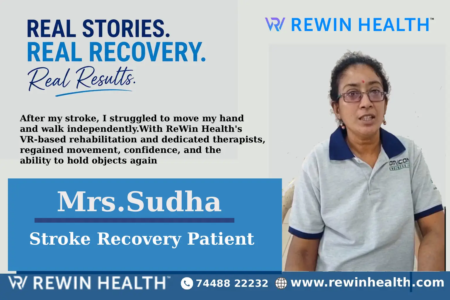 Mrs.Sudha Stroke Recovery Story -Through Advanced VR Neuro Rehabilitation  